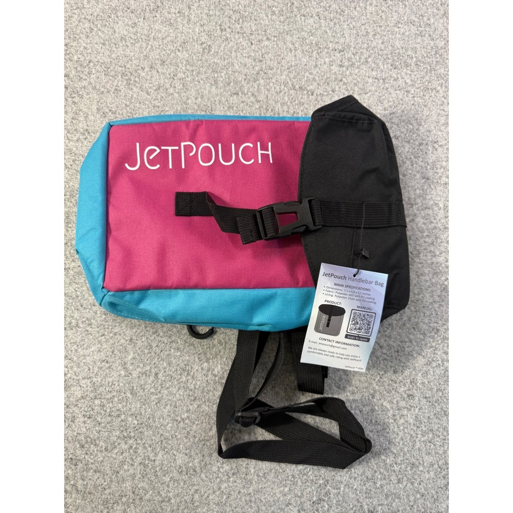 JetPouch Handlebar Bag Pink Blue Black Polyester 600D Bike Storage Pouch NWT